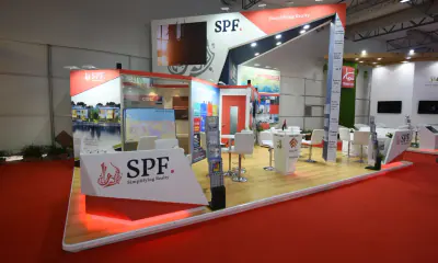 Custom exhibition booth built by Lines & Designs