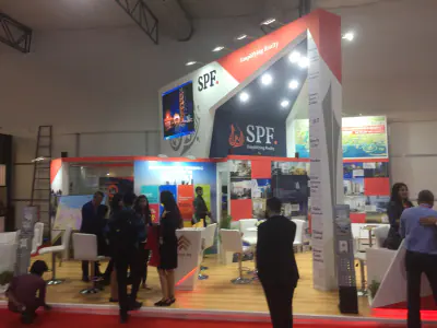 SPF stand with visitors during the show