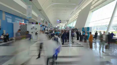 Visitors in the exhibition hall at ADNEC Centre Abu Dhabi